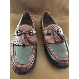 Johnson and Murphy Men's 12 N Kiltie Moc Toe Tassel Loafers 2-Tone Brown Black